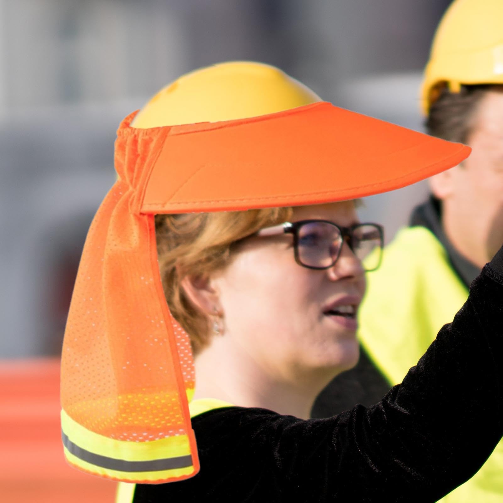 Parasol pour Casque De Sécurité, Parasol en Maille À Bord Complet avec Bande Réfléchissante, pour Chantier De Construction Extérieur Et Extérieur À Long Terme, Haute Visibilité