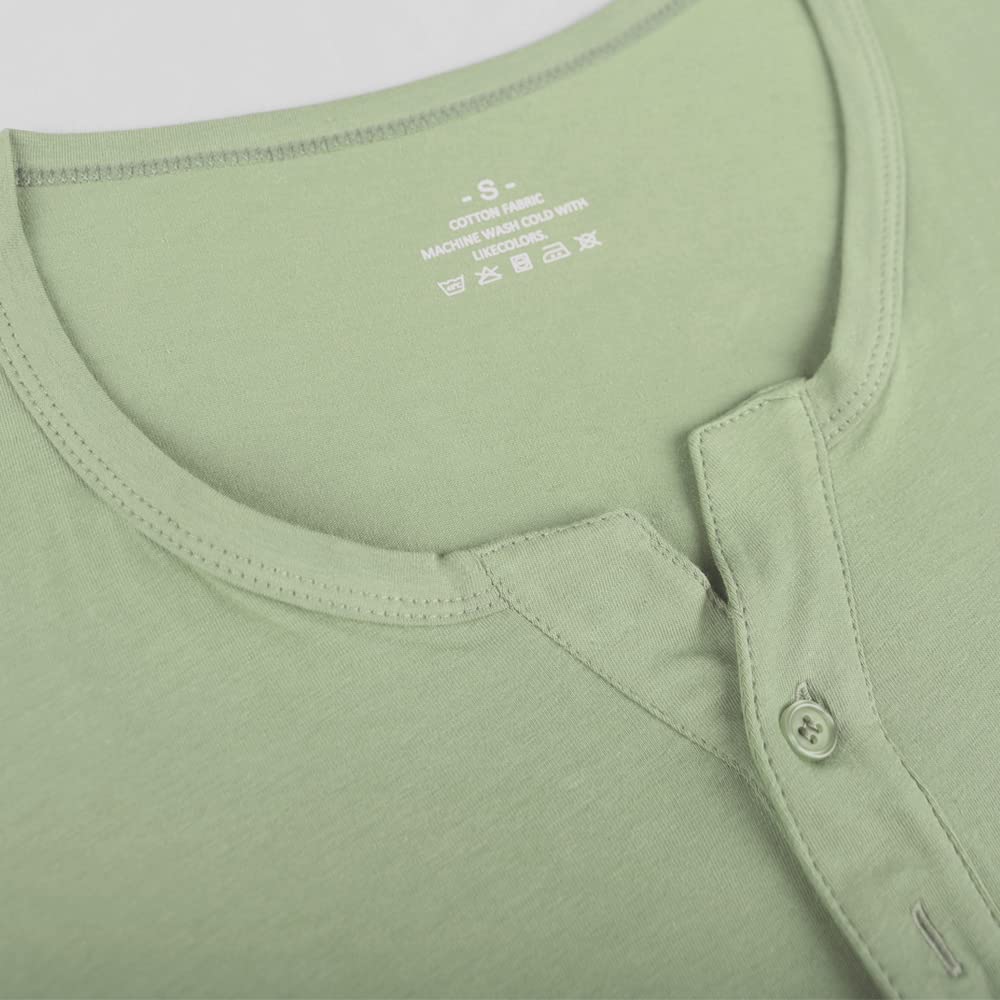 Uomo Henleys Casuale Manica Corta Maglietta Singolo Pulsante abbottonatura Plain v Neck Camicie in Cotone