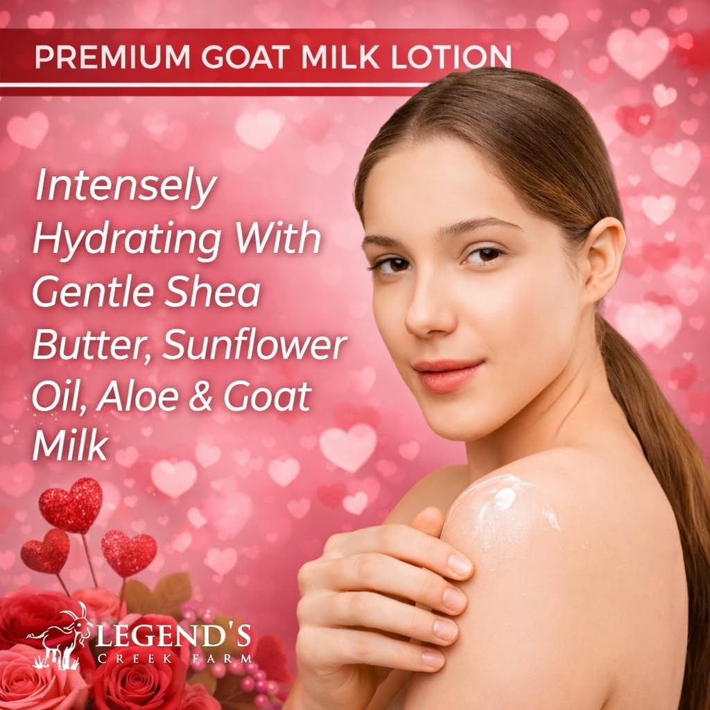 Legend's Creek Farm Goat Milk Lotion - Deeply Moisturizing Goat Milk Body Lotion for Body, Hand & Face - 9 oz Body Moisturizer with Shea Butter, Sunflower Oil, Aloe, Handmade in USA (Patchouli L.)