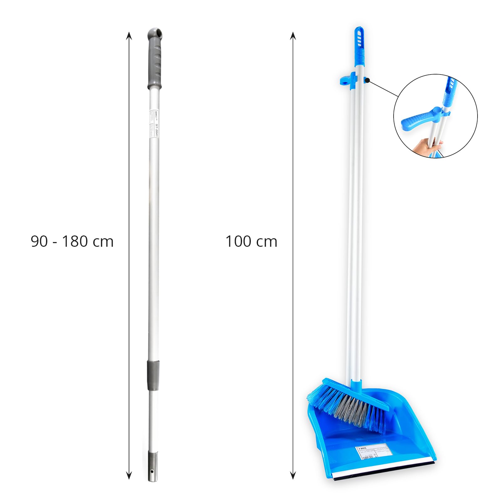 Hypafol Reinigungswagen mit Korb Set 50 cm | 2 x 25 l Eimer mit Wischmopp-Presse und Kehrgarnitur | inkl. 2X 50cm Baumwoll Mopp, 1x Mikrofaser-Mopp | je 3 Mikrofasertücher in rot, gelb, grün, blau