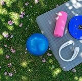 TRIXES Blau Pilates-Übung, Kräftigungsball, PVC, Yoga-Workout-Gymnastik-Übungshilfe, Gymnastikball, Pilates-Ball, Fitnessstudio-Zubehör, Trainingsgeräte