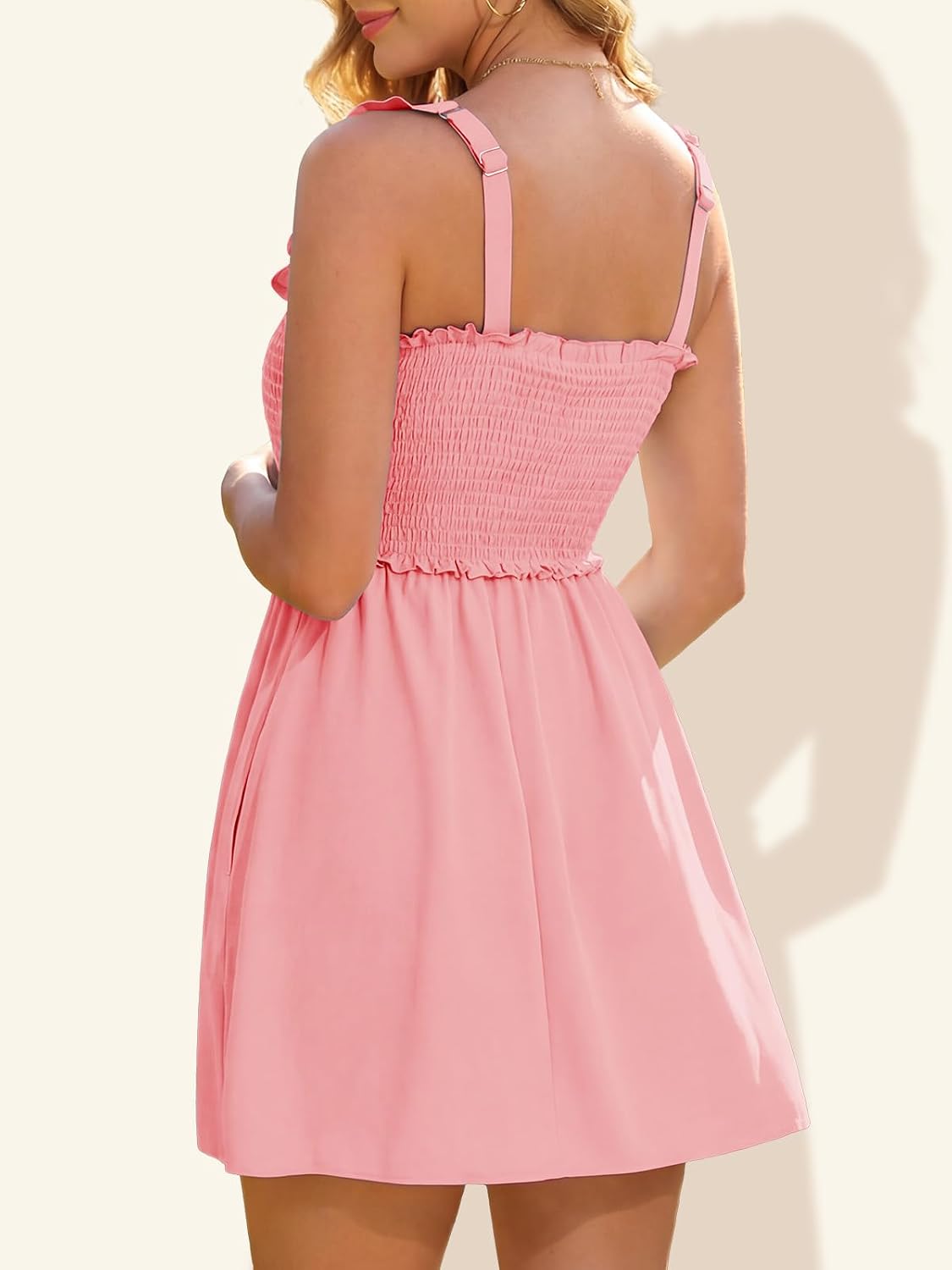 Summer Mae Smocked Maternity Swim Dress One Piece Swimsuit with Built-in Pockets Bottom Ruffle A Line Pregnancy Bathing Suit