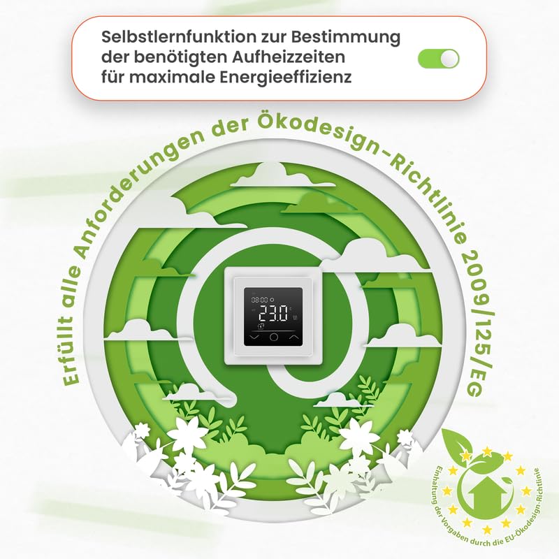 Touchthermostat, Heizungsthermostat – Digital Thermostat Heizung, Thermostat Fußbodenheizung, Thermostat Heizung (Weiß)
