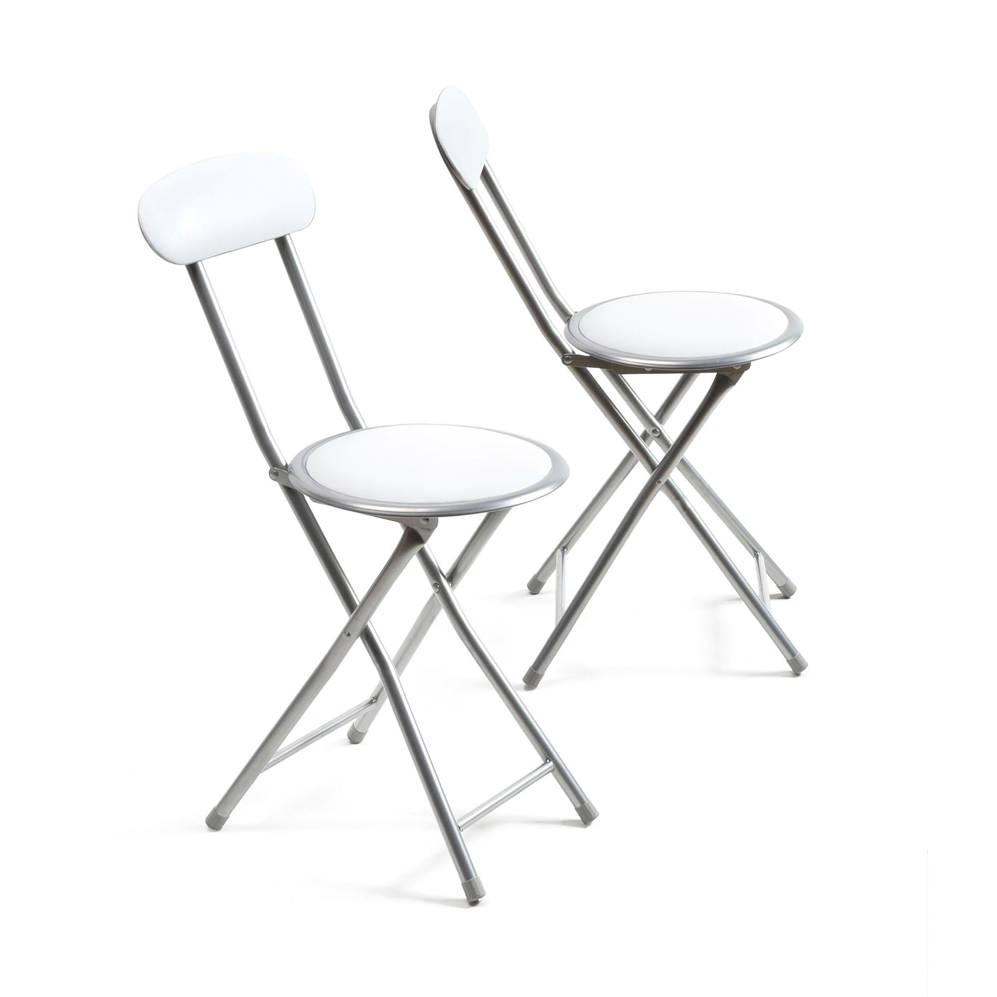 THE SECRET HOME - Pack de 1, 2, 4 y 6 Sillas Plegables de Cocina - Alto. 74 cm x Diámetro. Ø30 cm - Asiento Auxiliar para el Hogar (2, Blanco, Al. 72,5 cm x D. Ø30 cm)