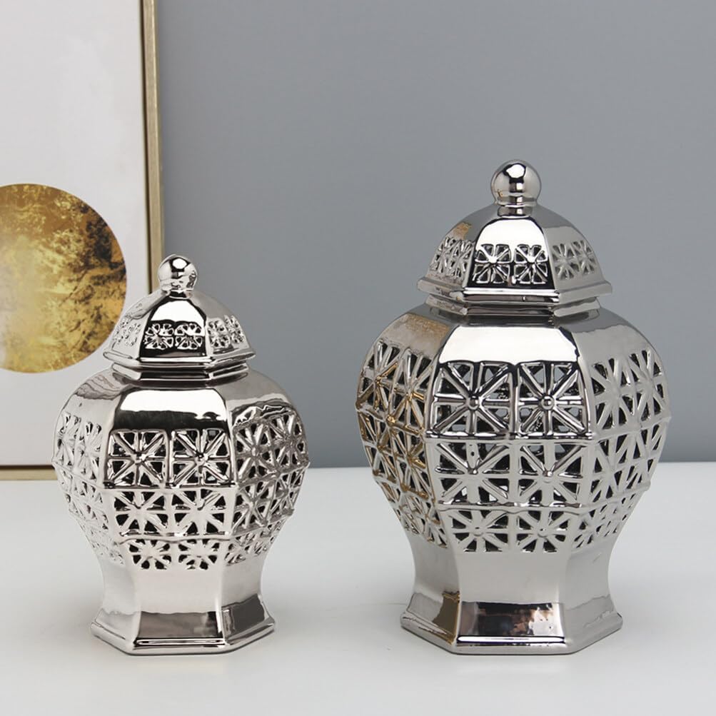 Yardwe Smell Jar Spice Jar Lid Ceramic Vase Wedding Holder Home Decorative