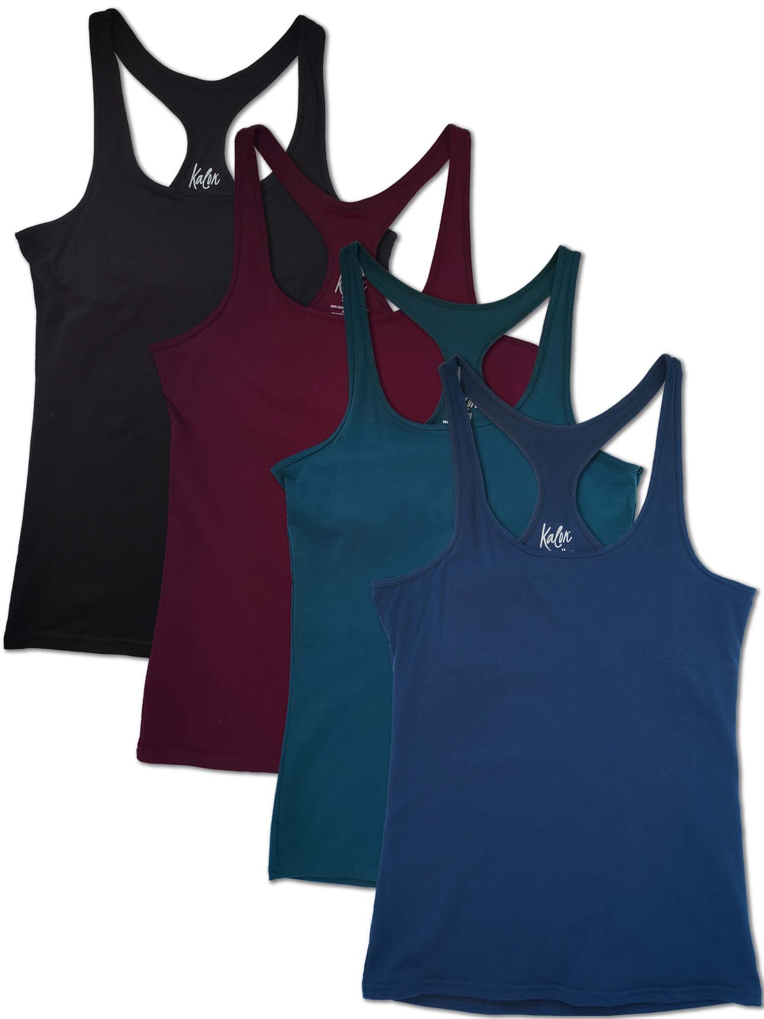 Kalon Women's 4-Pack Racerback Shelf Bra Camisole Base Layer