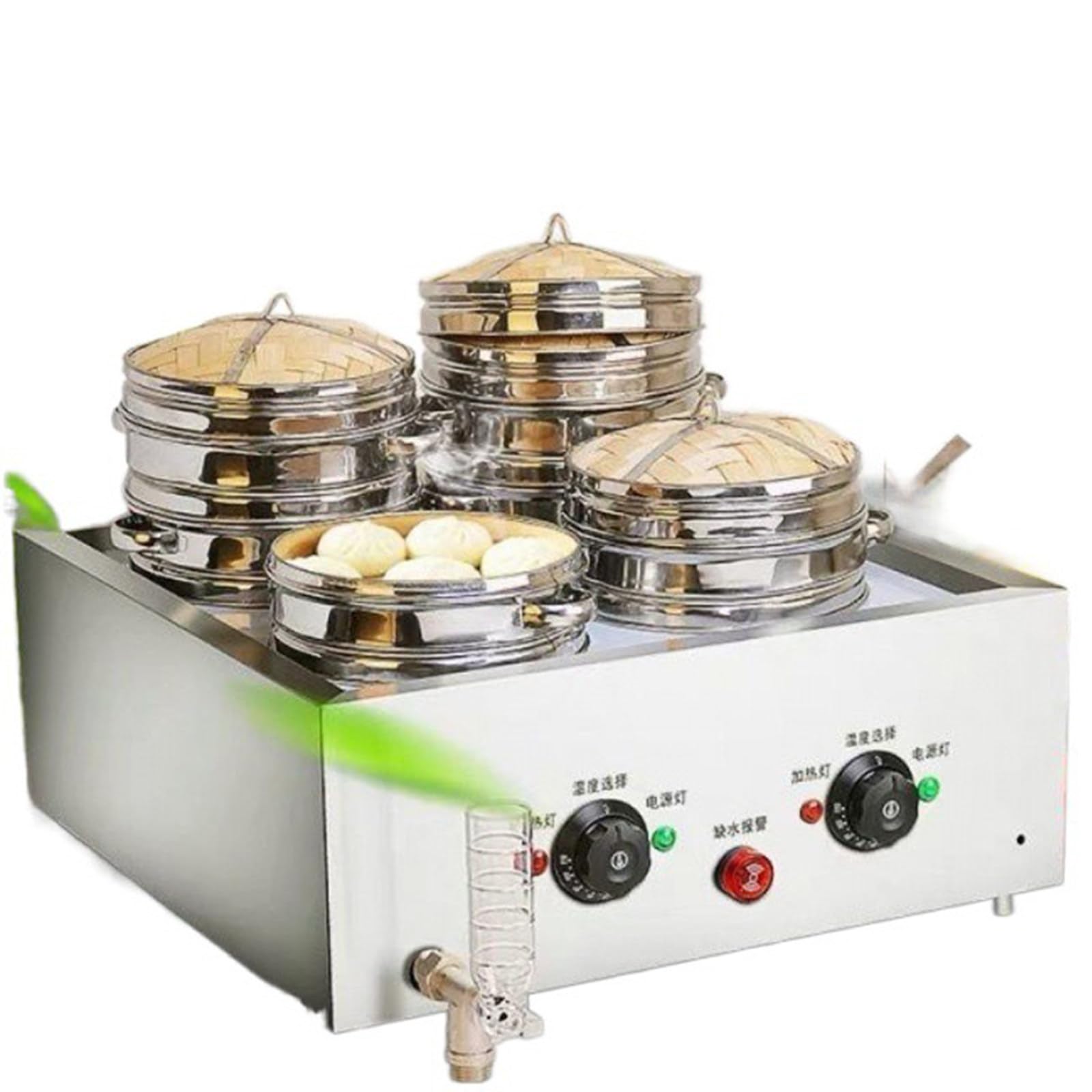 HTTGDGDH Commercial Bun Steamer, Electric Hot Food,Temperature Range,For Store Buffet Restaurant,4Holes,