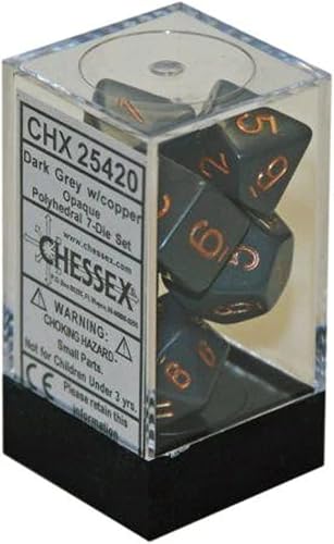 Chessex CHX25420 Juego de dados opaco gris oscuro/cobre