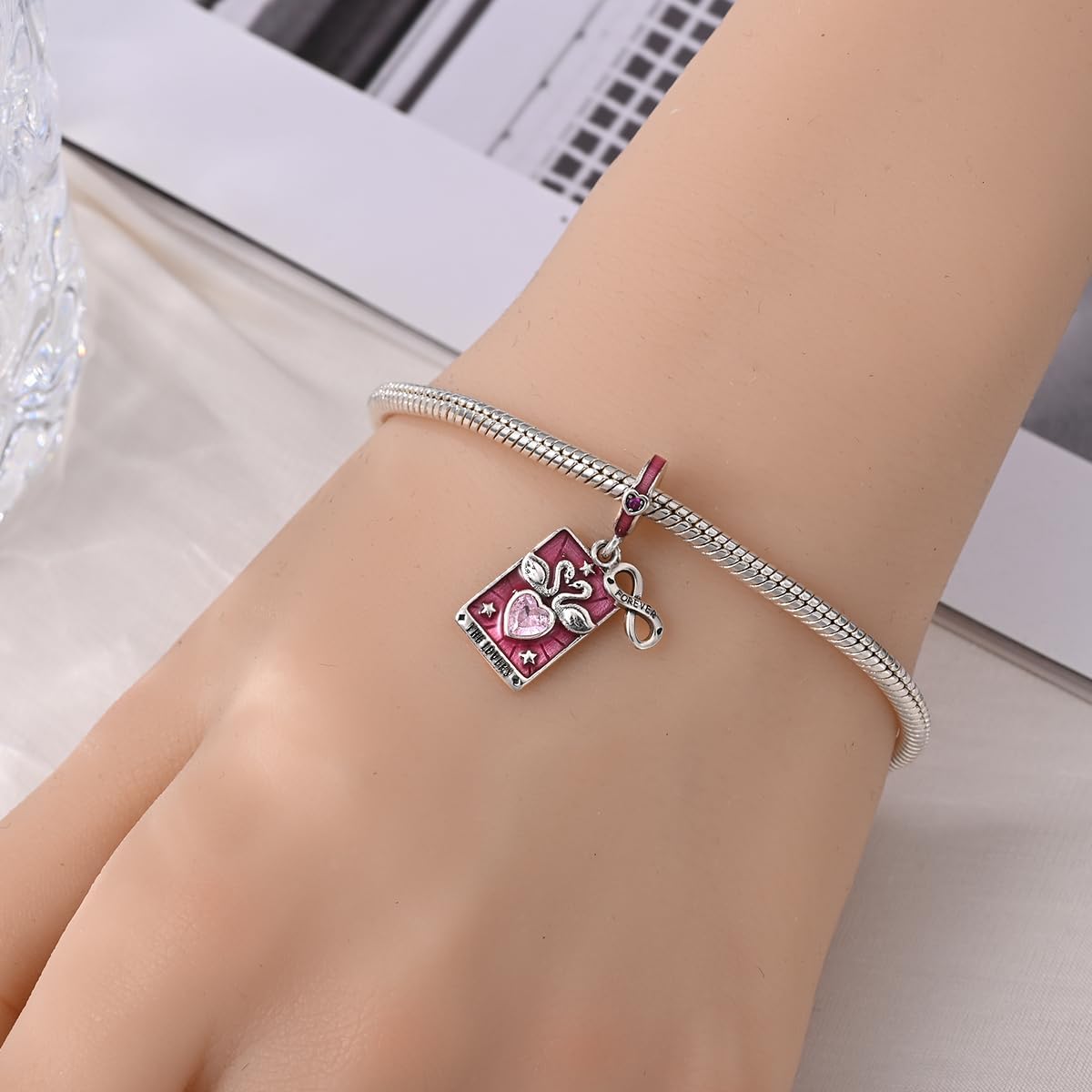 LNQOBU 925 Sterling Silver Charms for Bracelets & Necklaces 5A Cubic Zirconia Tarot Cards Dangle Pendant,Charms Beads Gift for Women Jewelry - Image 5