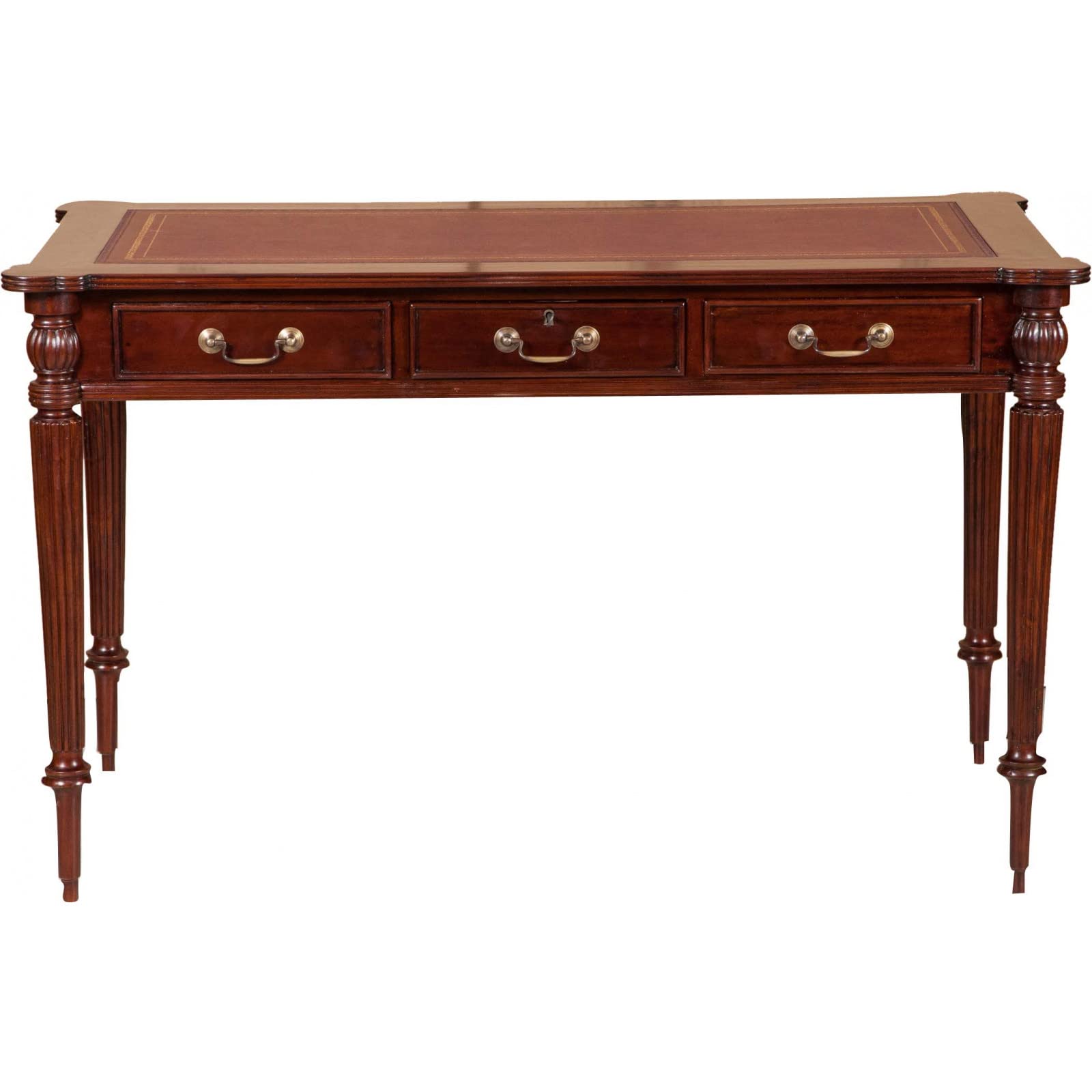 Biscottini Scrittoio vintage 126x75x65 cm | Scrivania in legno e pelle con cassetti | Scrittoio antico in legno | Scrivanie classiche per studio e camera da letto
