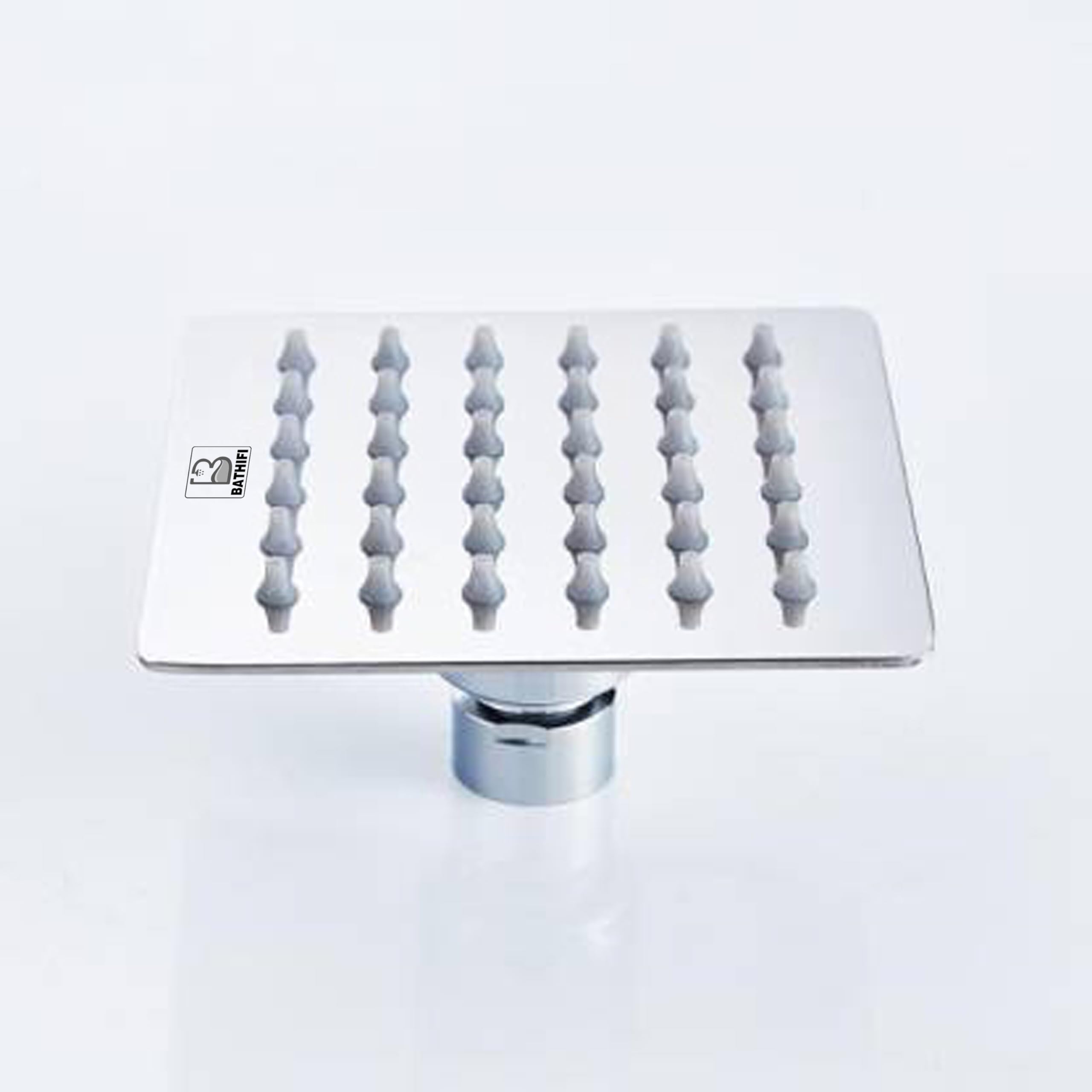BATHIFI Stainless Steel B-SUTTON 4" x 4" Square Ultra Slim Overhead Rain Shower Without Arm for Bathroom.