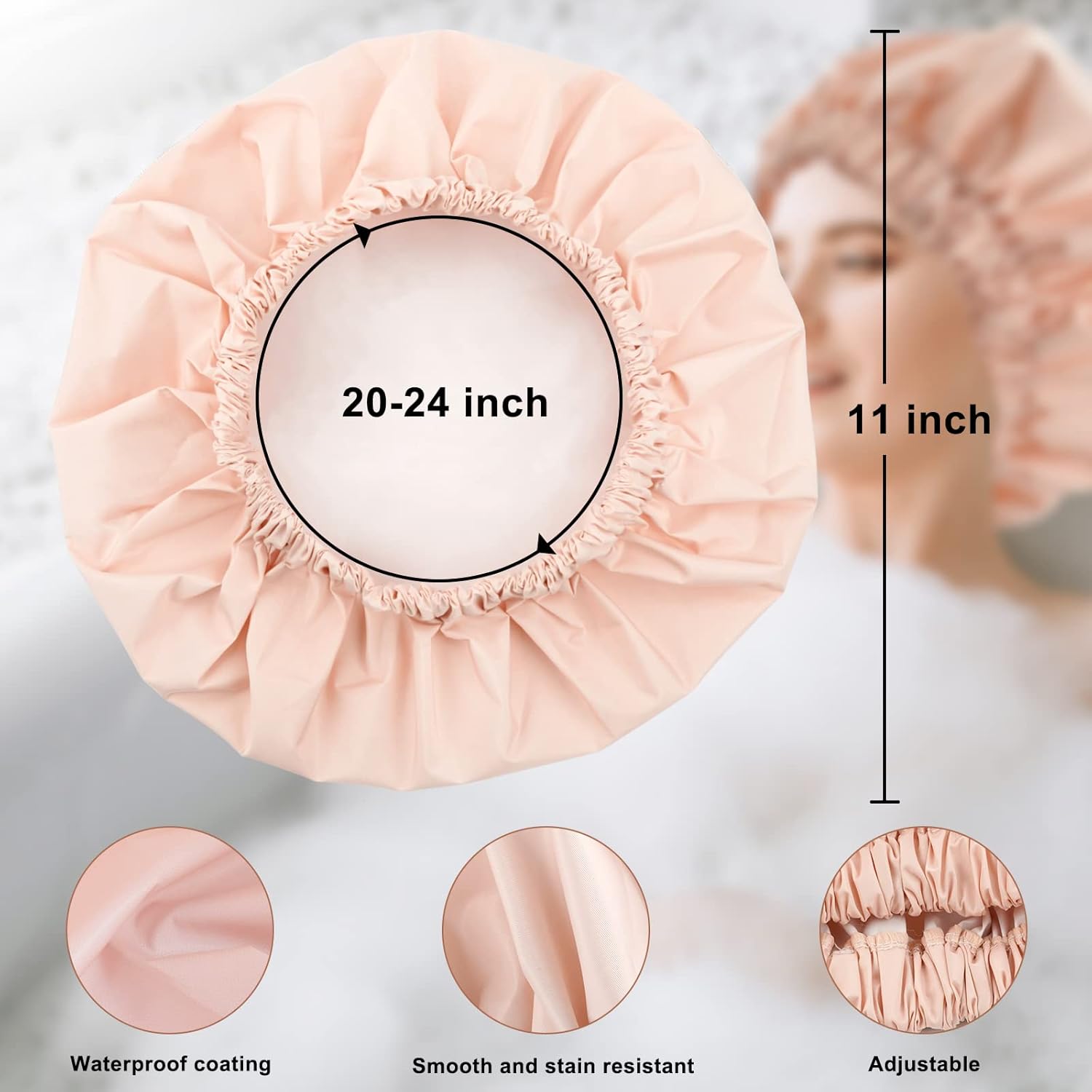 Shower Caps For Women Reusable Waterproof : Beauty & Personal Care
