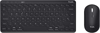 Trust Lyra Pack Wireless Bluetooth Keyboard and Mouse, Spanish QWERTY, 84% Recycled Plastic, Compact Rechargeable Combo fo…