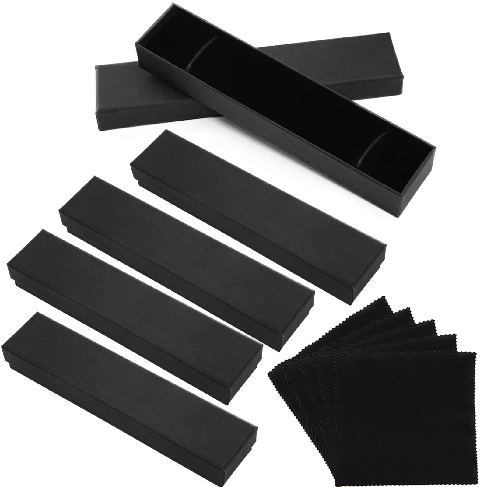 VEGCOOVEGCOO Black Kraft Bracelet Gift Box With Jewelry Cleaning Cloth - Long Necklace Case for Thanksgiving, Wedding, Birthday, Valentine