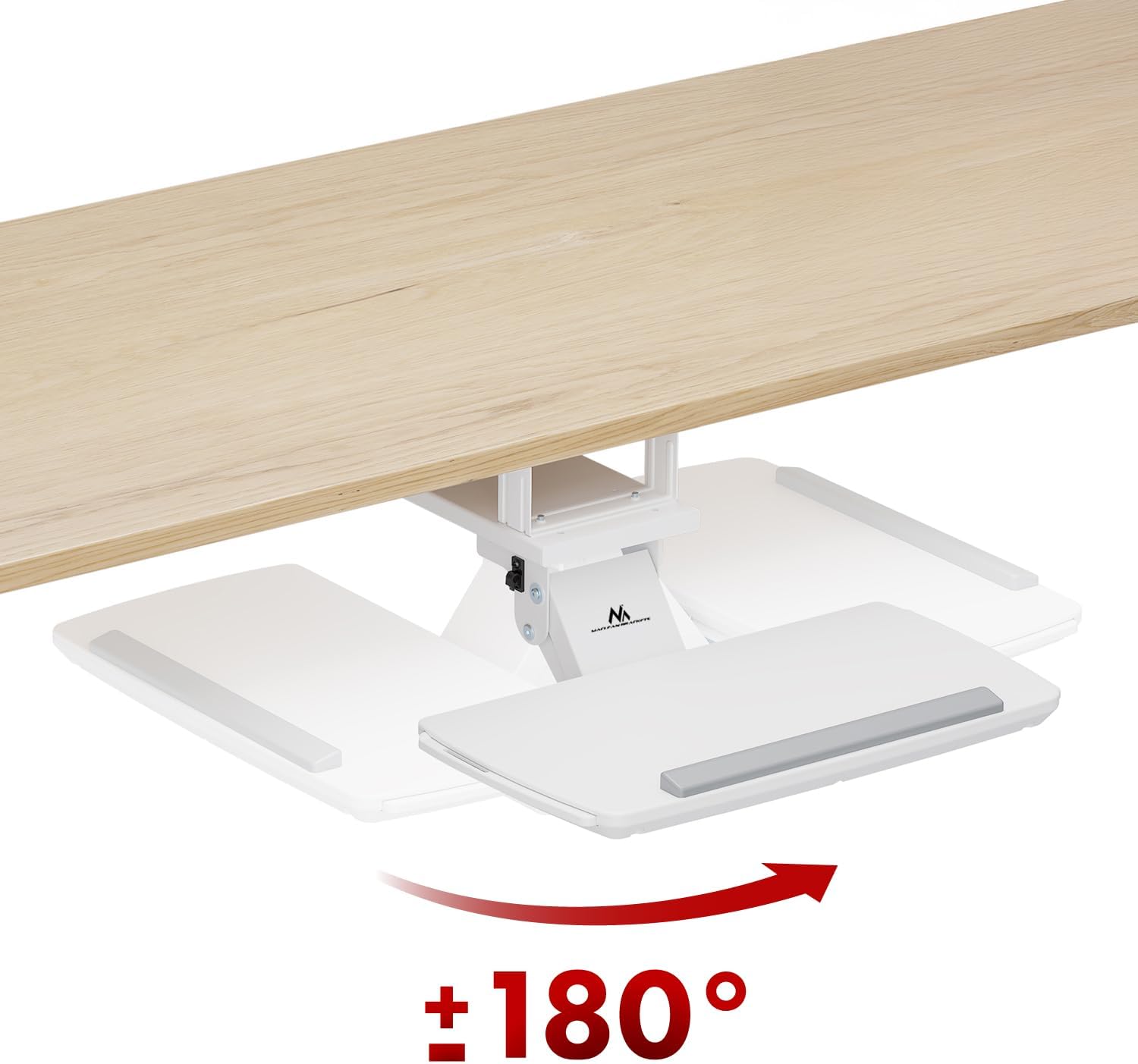 Image showing the 180 degree rotation capability of the keyboard tray