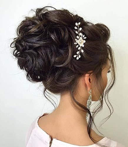 Miniatura 5 de Peine para el pelo y 4 pines, accesorios para el cabello de novia, con diamantes de imitación de cristal de perla, peine y horquillas para novias,