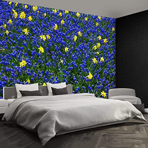 Papier peint fleurs de lupin pour masquer defauts mur maison - 3