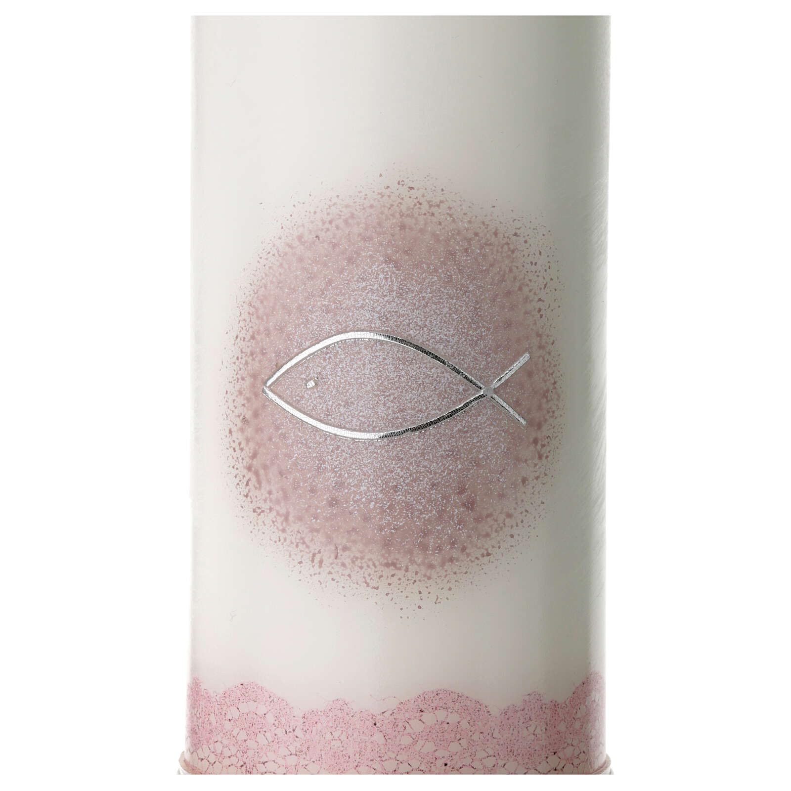 Holyart Velas, cirios, velones: Vela rosa plata pez Bautismo 265x60 mm