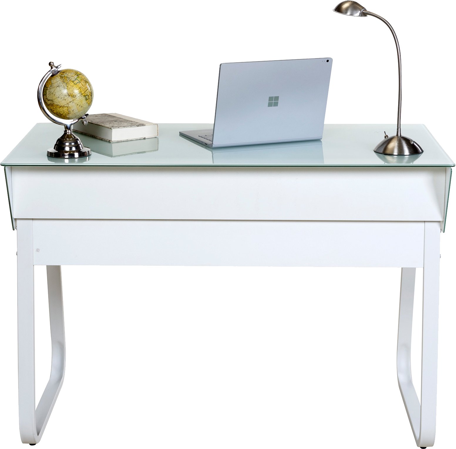 OneSpace Ultramodern Glass Computer Desk with Drawers, White Buy Online in United Arab Emirates