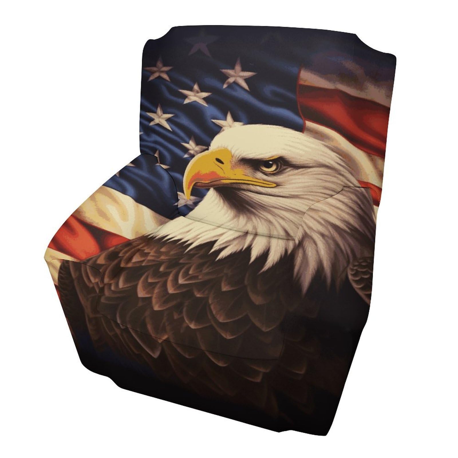 Fodpand Style Flag And Eagle Sofa Cover Soft 1 Seater Sofa Slipcover For Pets Washable,Couch Cover With Elastic Straps Furniture Protector