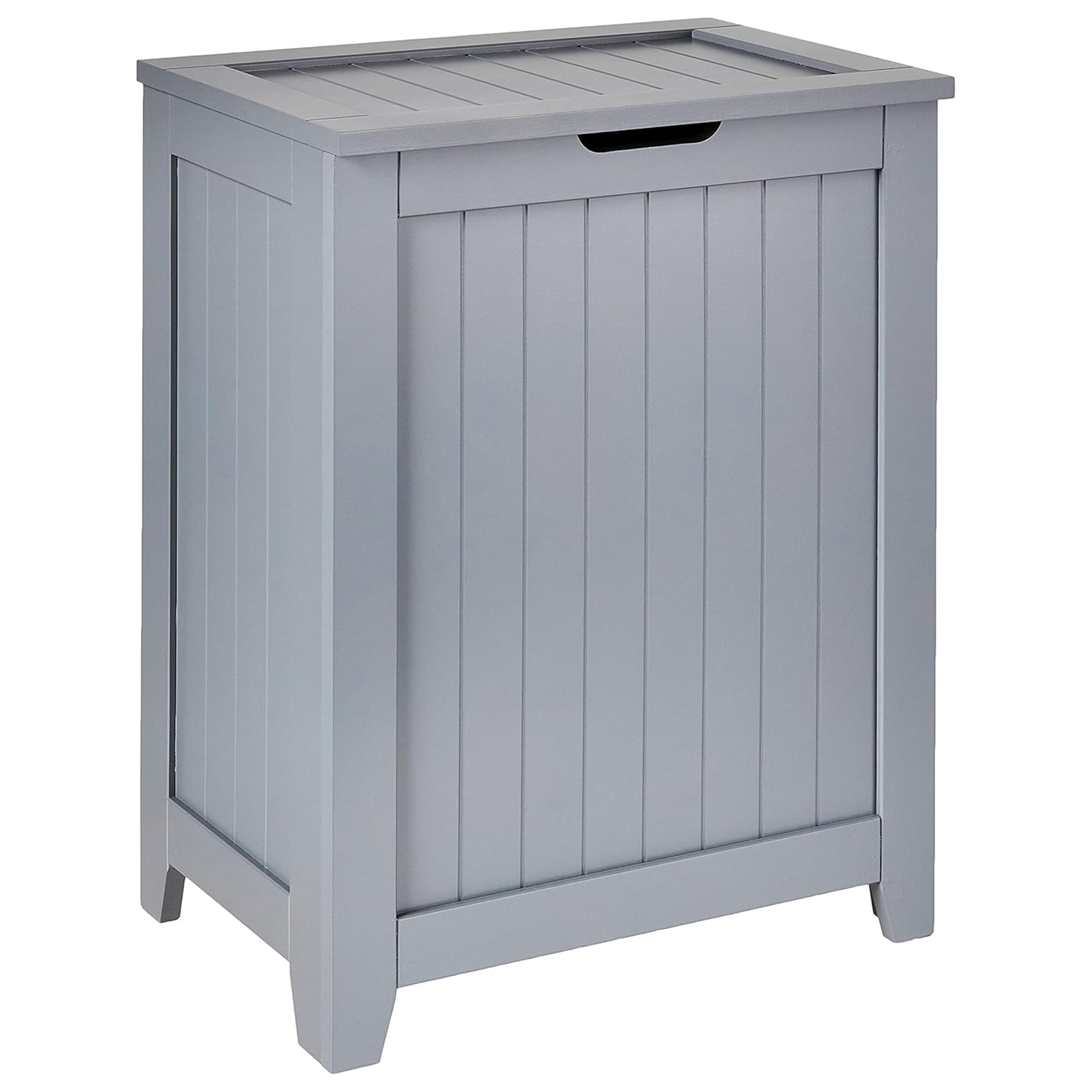 Redmon 18'' x 11.25'' x 23.25'' Contemporary Country Wainscot Style Wooden Clothes Hamper for Bedroom, Bathroom, and Laundry Room, Grey
