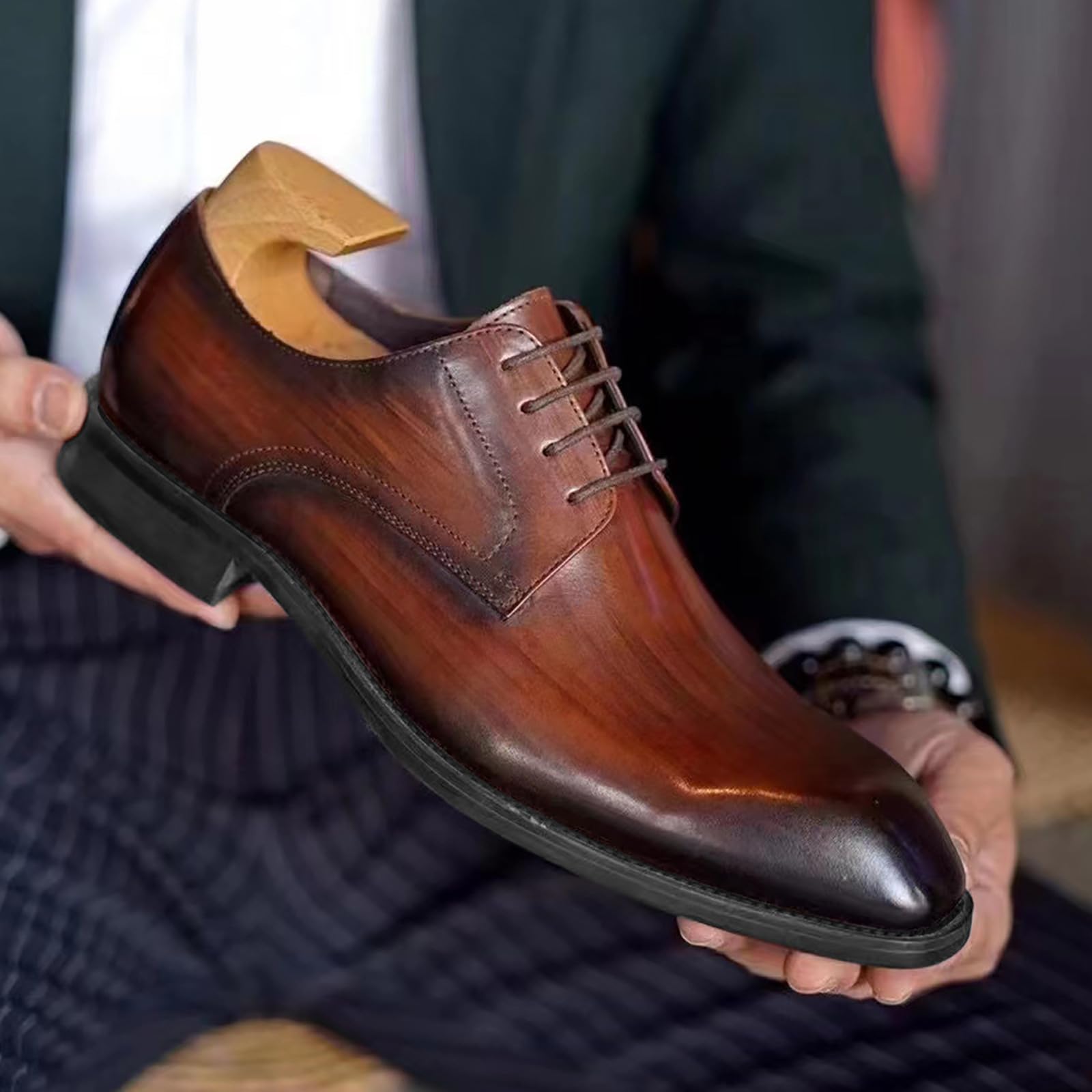 Scarpe da sposa da uomo, larghe, da lavoro, eleganti, in vernice Oxford, leggere, in pelle, classiche, in pelle