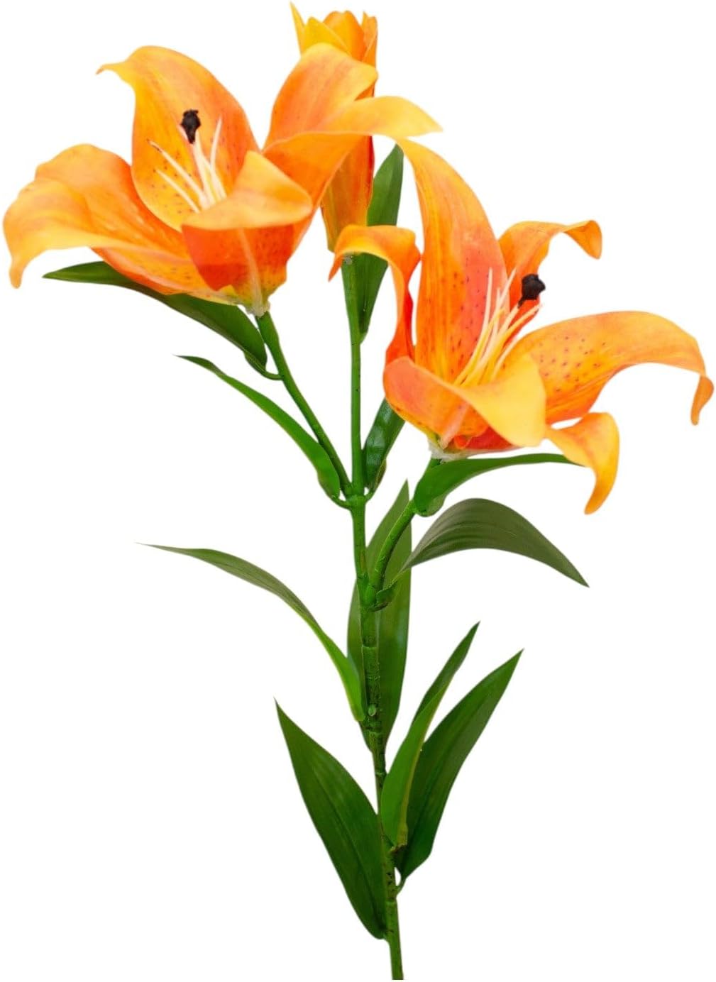 Artificial Lily Spray - 3 Orange Stem - Realistic Looking Flowers