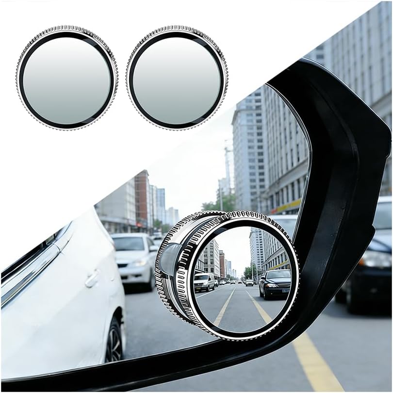 Car Blind Spot Mirrors, 2PCS Suction Cup Wide Angle Vision HD Glass Round Vehicle Rear View Convex Mirrors, Automotive Exterior Blindspot Glasses, Universal for SUV RV Truck (Silver)