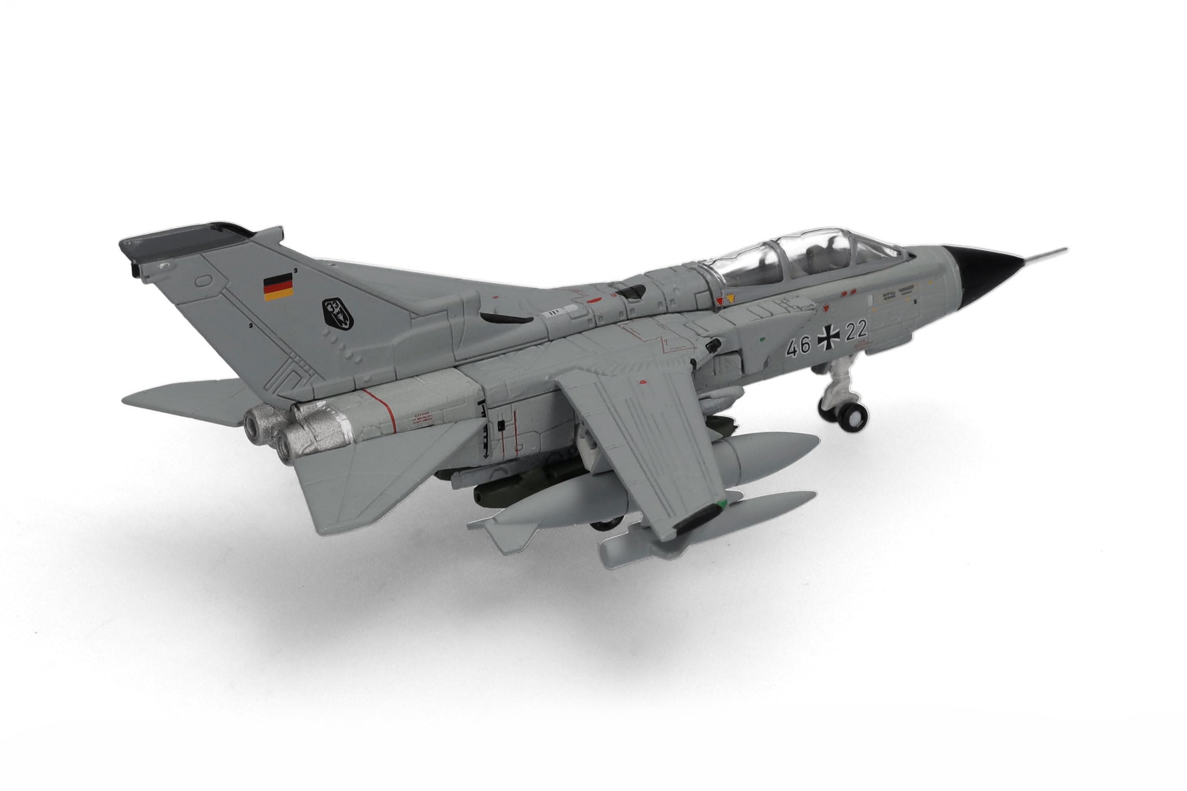 Herpa Modellflugzeug Luftwaffe Panavia Tornado IDS - TaktLwG 33, Büchel (with Taurus KEPD-350) Miniatur im Maßstab 1:200, Sammlerstück, Modell ohne Standfuß, Metall, Grau
