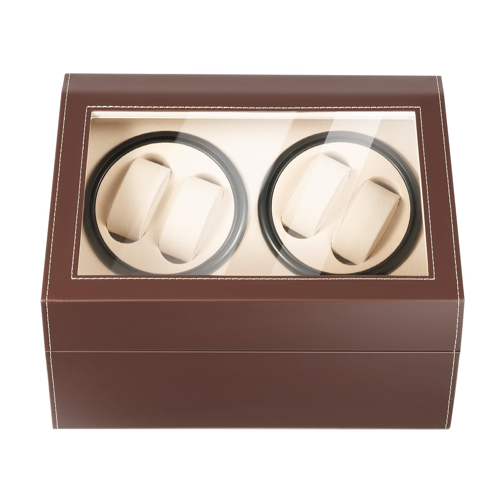 Uhrenbeweger, 4 Uhren 6 Extra Speicherplätze, Uhrendreher Automatikuhren 2 Drehmodis mit Super Leisem Motor, Automatik Uhrenbeweger Watch Winder Uhrendreher, 30*24*12.5 cm, für Automatikuhren Schmuck