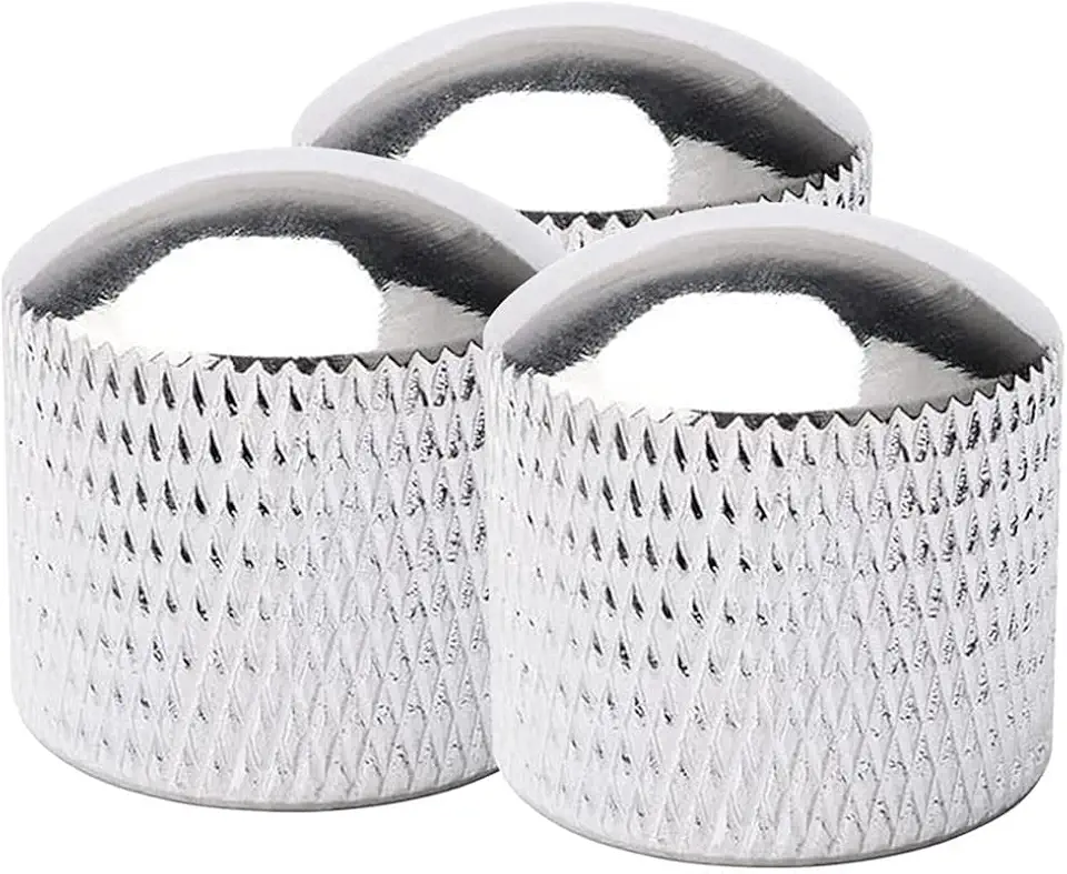 Kit C/ 03 Knob Pressão Metal Cromado Para Guitarra Baixo