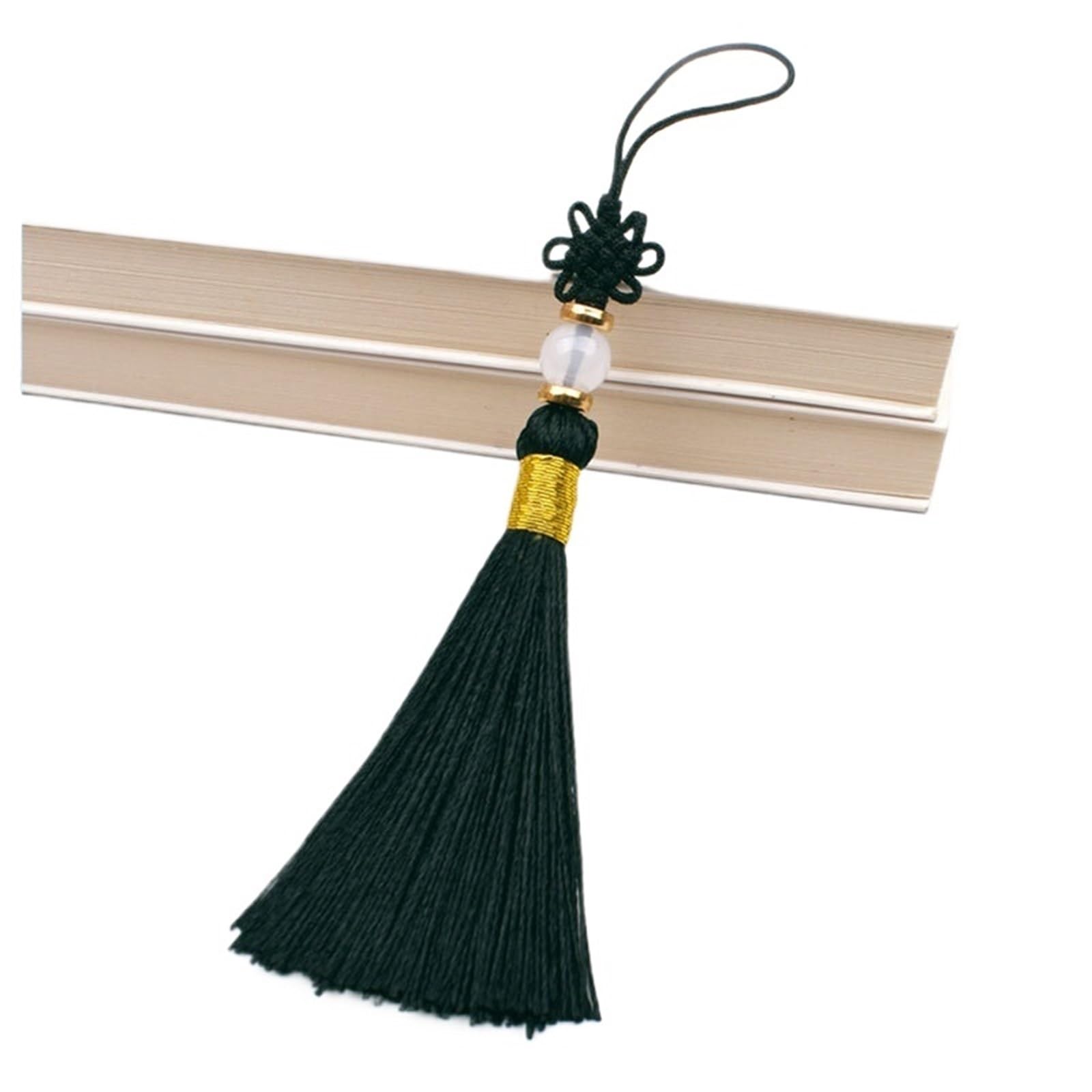 Mini Tassels 30Pcs Small Chinese Knots Craft Tassels Handmade Silky Mini Beaded Tassels for Jewelry Making DIY Earring Bookmark Supplies for Crafts(Black)
