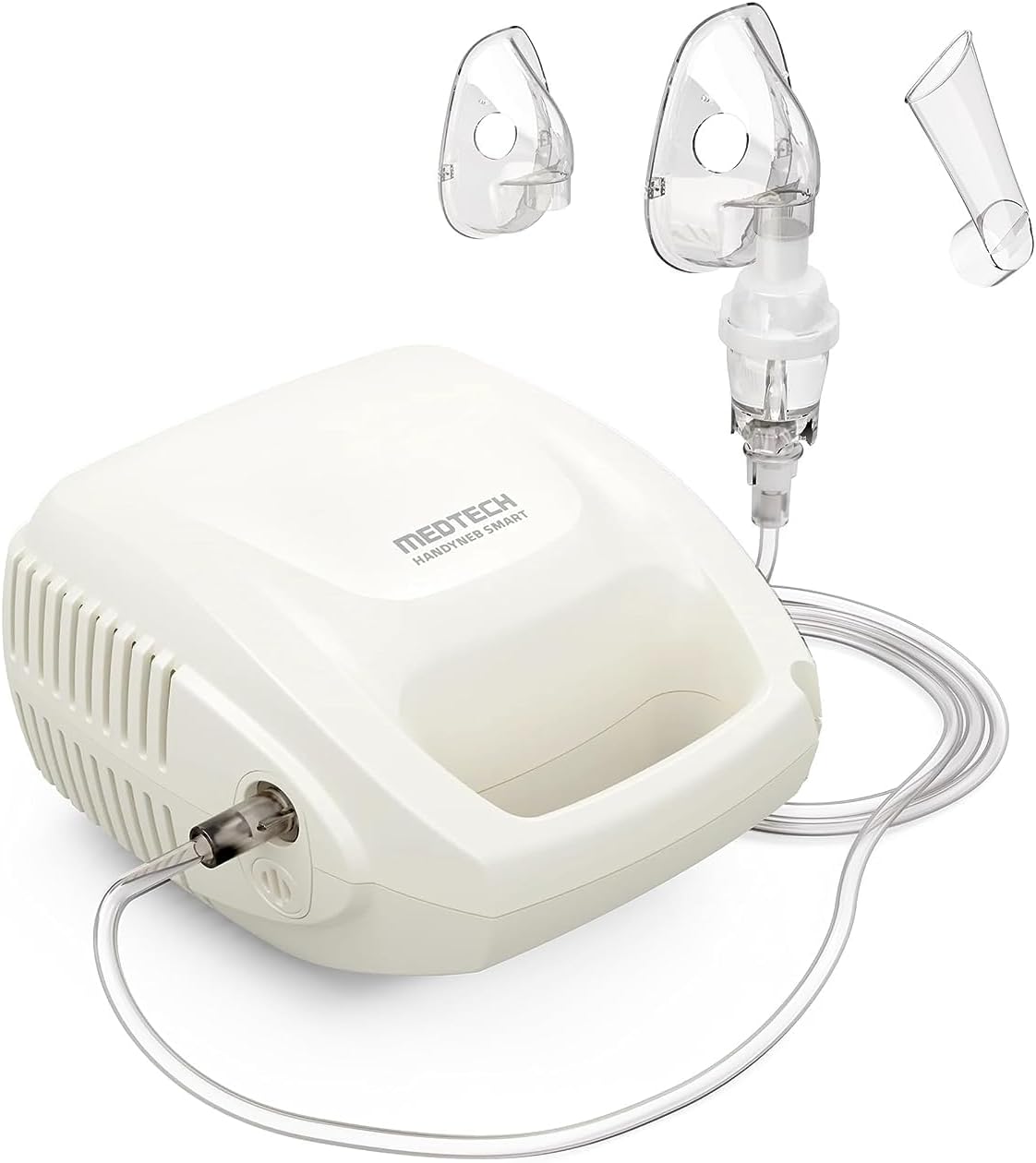 Handyneb Smart Compressor Nebulizer Machine with Handle with Complete Mask Kit for Adult and Child (White)