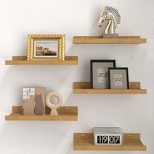 Miniatura 11 de RICHER HOUSE Estantes Flotantes Montados en la Pared, Juego de 8 Piezas con Borde - Estantes de Libros para Guardería en Negro para Dormitorio