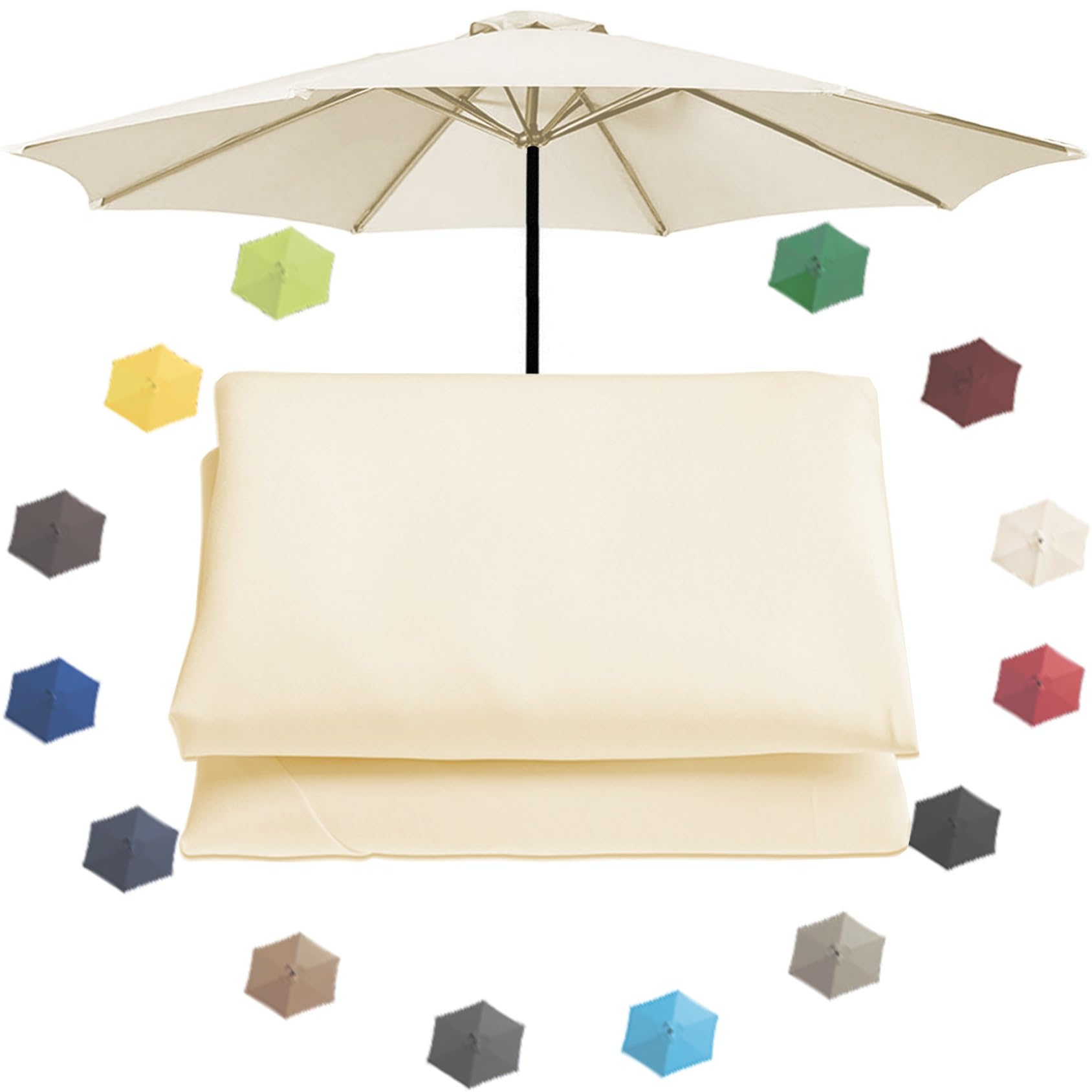 Replacement Parasol Canopy, Umbrella Replacement Cloth, Replacement Top Canopy For Umbrella Replacement Fabric Garden Parasol Canopy Cover For 200cm/270cm/300cm(6.6ft/9ft/10ft)(Color:White,Size:270cm(