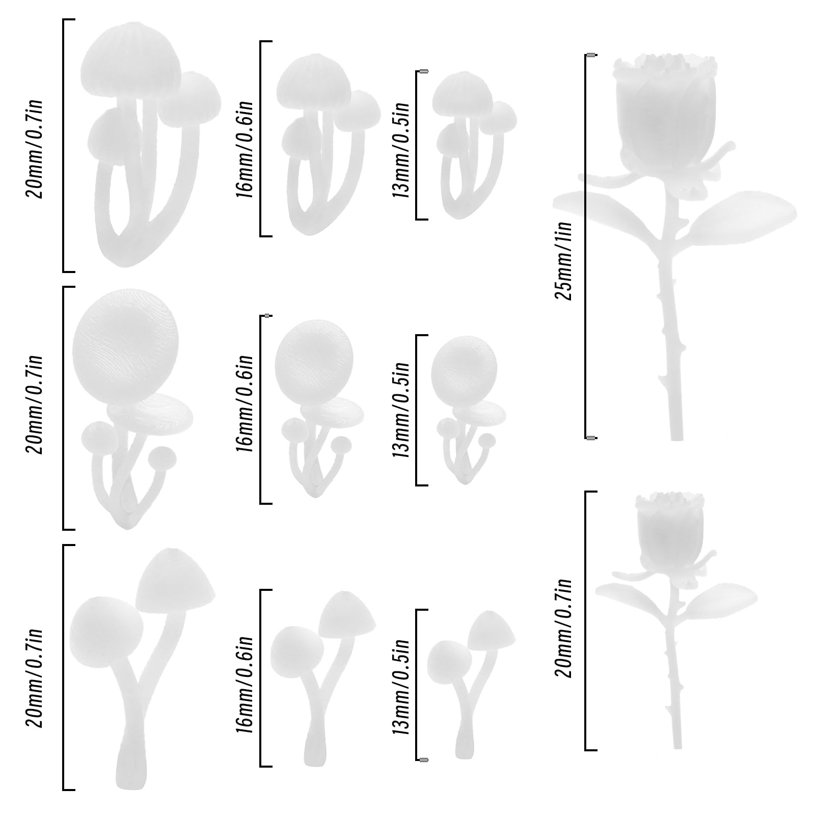 LT Easiyl 11PCS Mini Resin Fillers 3D Mushroom Rose Resin Casting Moulds Fillers Art Craft Supplies for Art Resin Crafts DIY Jewelry Making Supplies - Image 4