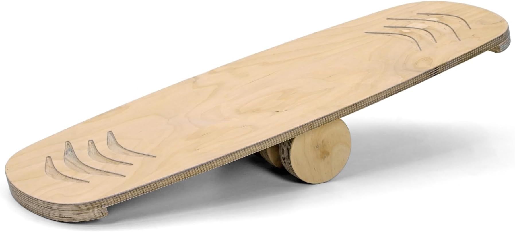 Roller Balance Board for Trainer, Wooden balancing Equipment for Fitness and leg Workout, Cream white