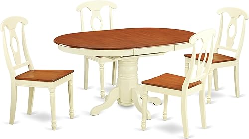 Miniatura 11 de East West Furniture KENL7-BLK-LC - Juego de mesa de comedor moderno de 7 piezas, consta de una mesa ovalada de madera con hoja de mariposa y 6