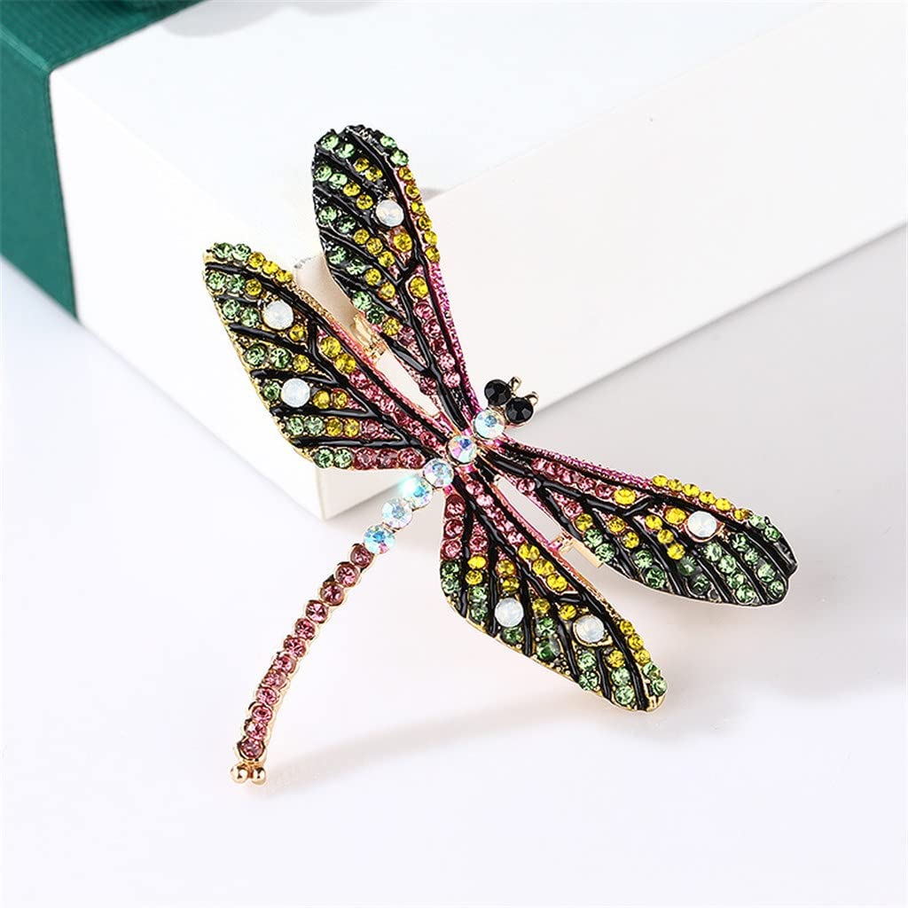 Grüne Libelle Broschen Zinklegierung Strass Tier Pin Damen Bekleidungszubehör