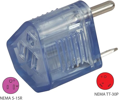 Miniatura 3 de Conntek 14103-LT Adaptador RV TT-30P RV Enchufe de 30 amperios a modelo NEMA 5-15R U.S Conector de 3 clavijas con indicador de alimentación