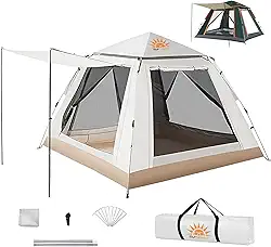 Barraca de Camping 4-6 Pessoas Impermeável Automática com Mosquiteiro, Dobrável, Com Vobertura Camping Equipamentos, Upgrade: Impermeável + FPS