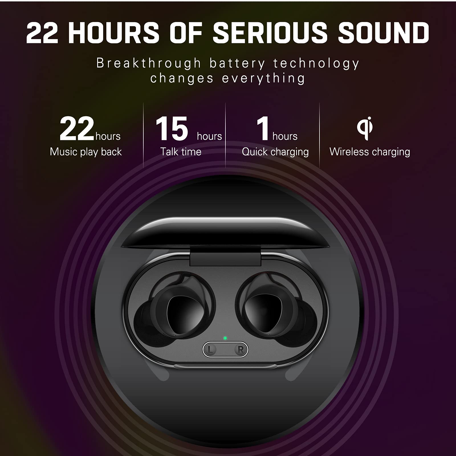 Urbanx Street Buds Plus True Wireless Earbud Headphones for Samsung Galaxy Tab A 10.1 (2019) - Wireless Earbuds w/Hands-Free Controls - Black (US Version with Warranty)