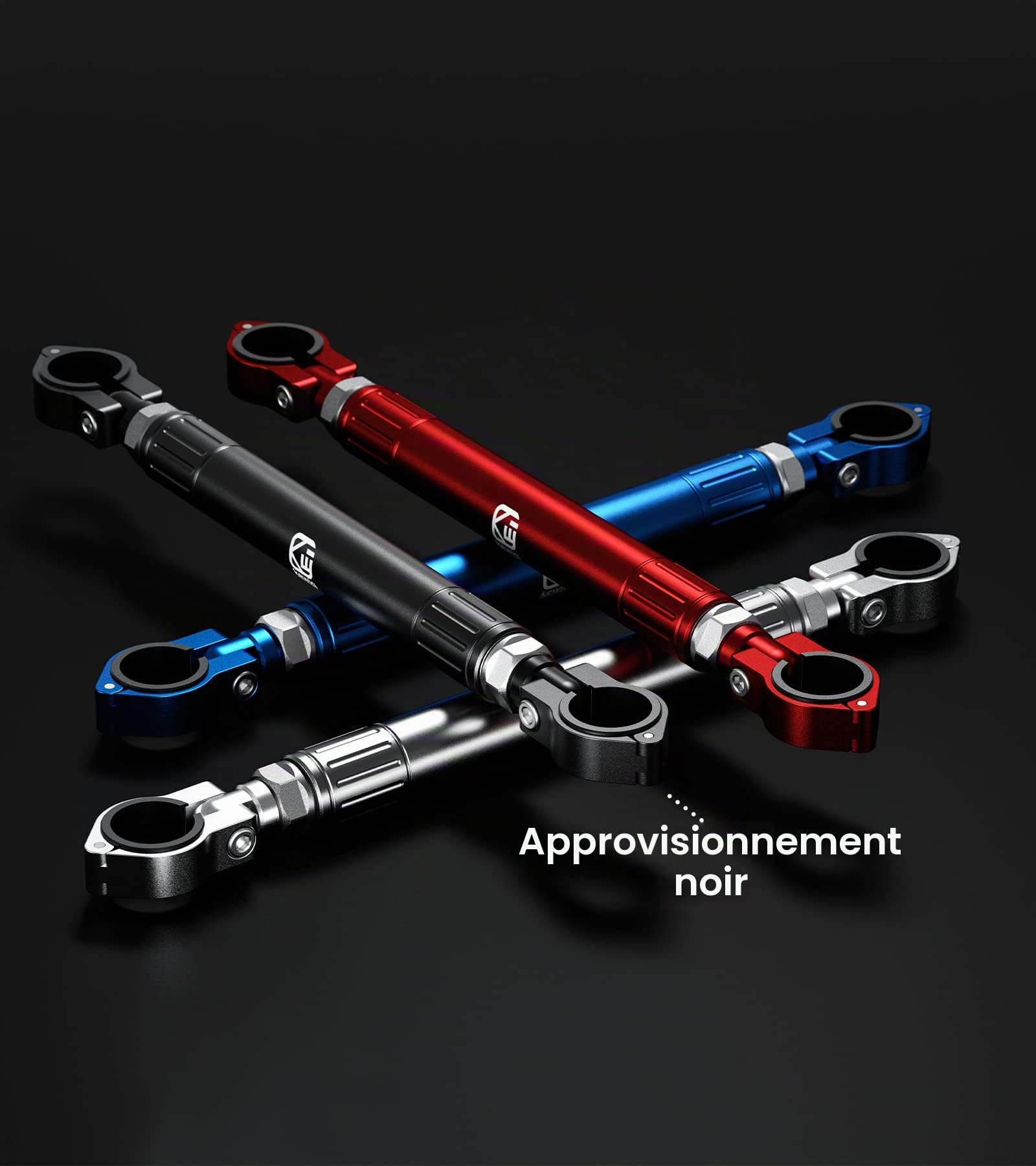 BRCOVAN Barre transversale en alliage d'aluminium pour moto, longueur réglable, extension de guidon, barre d'équilibre de moto, levier renforcé compatible avec guidon de 22 mm de diamètre