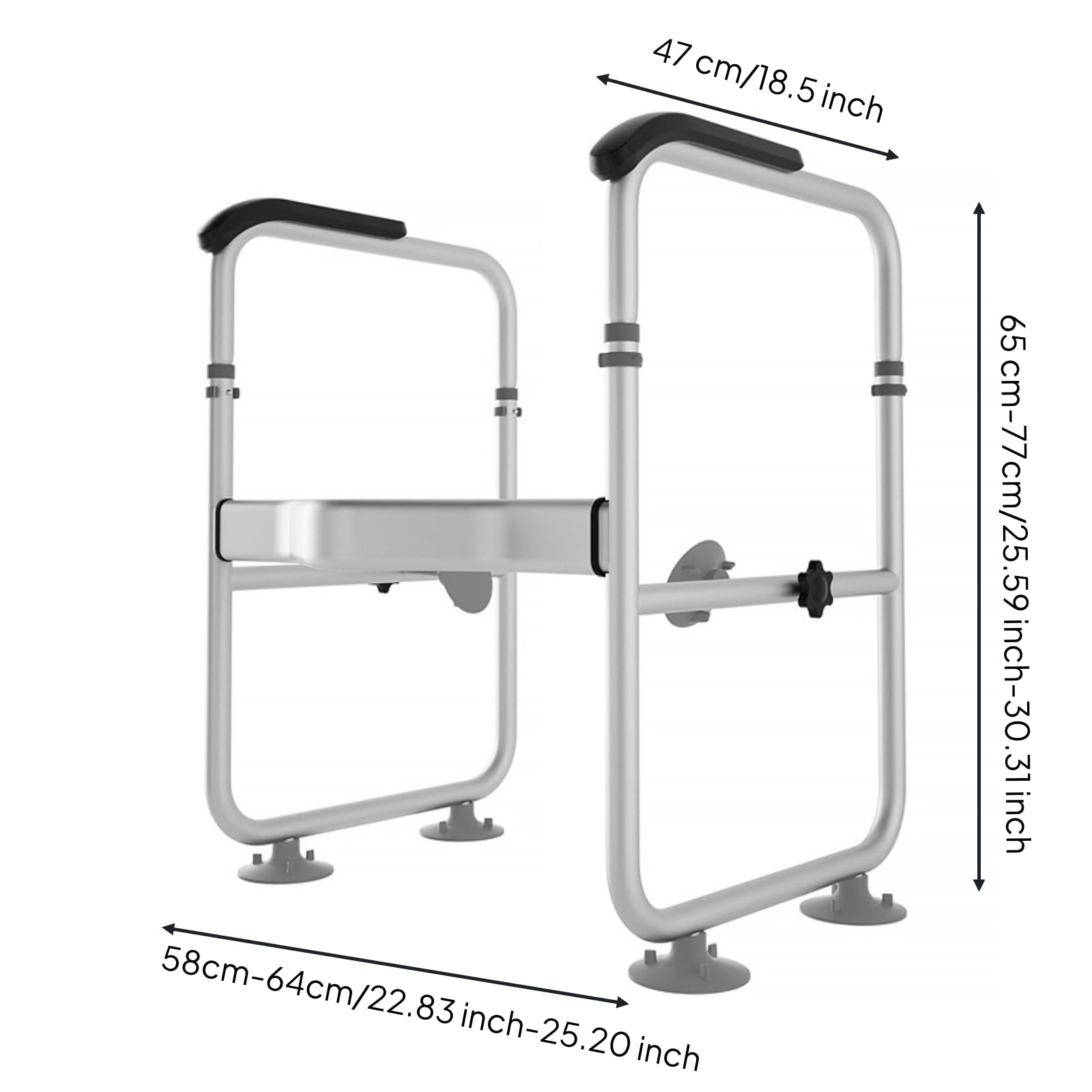 Gralara Supporto WC con Ventose Regolabile Telaio di Ergonomico Ausilio Bagno per Persone di Età Avanzata