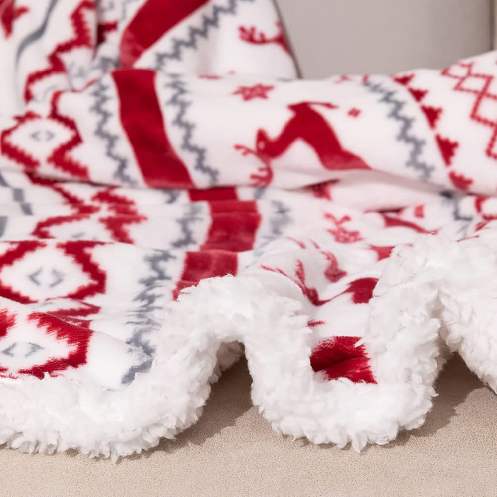 Manta Franela Reversible para Cama 160x200 cm, Manta con Motivos navideños, Manta Reversible de Microfibra para Cama y Sofa-Manta de Forro Polar Gruesa Cálida y Esponjosa, Fácil de cuidar