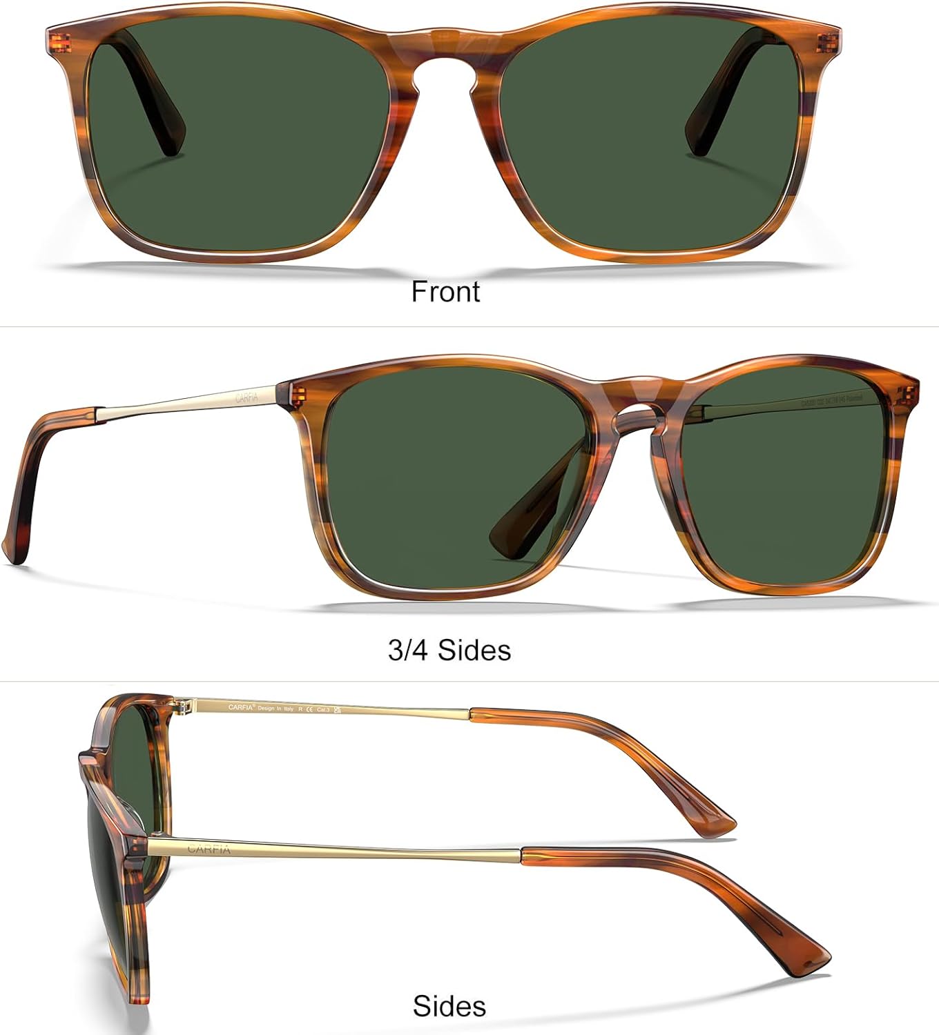 CARFIA Vintage Polarized Sunglasses for Men Women Lightweight Durable Design with UV Protection CA5200 - Image 6