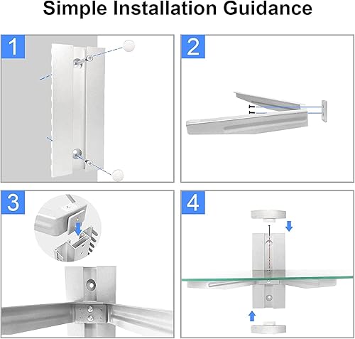 Miniatura 5 de Estante flotante de vidrio suptek, soporte de pared para TV con estante para reproductor de DVD  PS4  Cajas de cable  Consolas de juegos  Sky Box