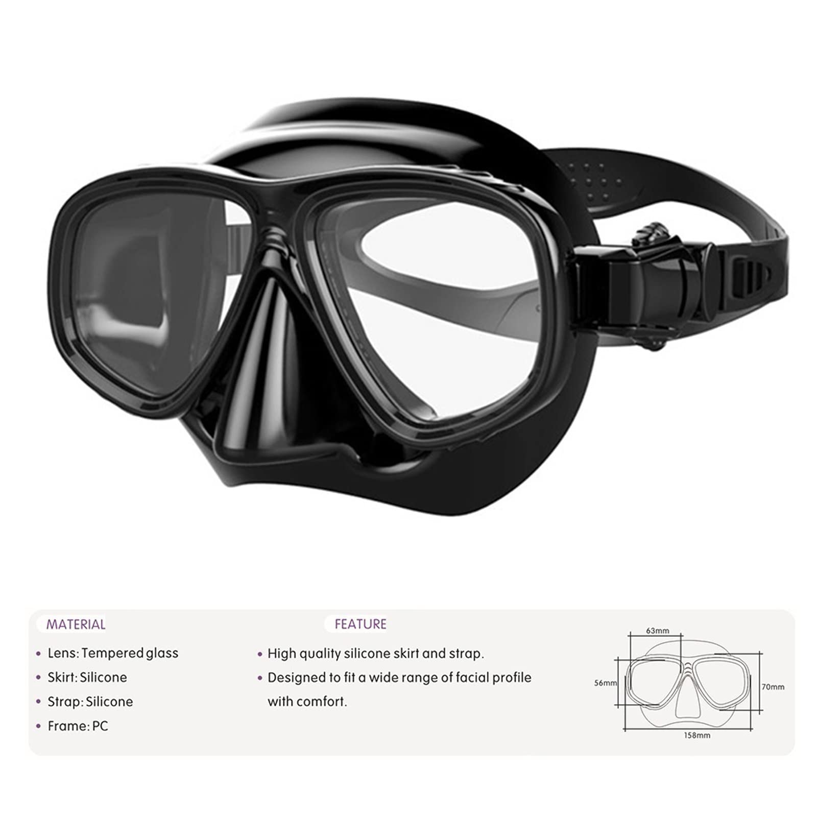 JINGYAN Okulary pływackie Diving Masks Adult Snorkeling Goggles Underwater Swimming Pool Equipment Adjustable Anti-fog Watertigh For Adults Free Breathing