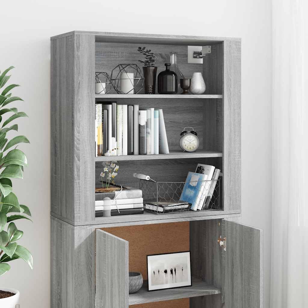 Sonoma szara szafka komodowa, 80 x 33 x 150 cm, materiał drewnopochodny, wszechstronne przechowywanie do salonu i kuchni, nowoczesny design mebli