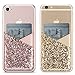 TOPWOOZU Card Holder for Back of Phone,Cell Phone Wallet Sticker,Adhesive Stick on Pocket for Credit Card,Business Card,ID,Cash,Fit for Almost All Smartphones & Cases Glitter